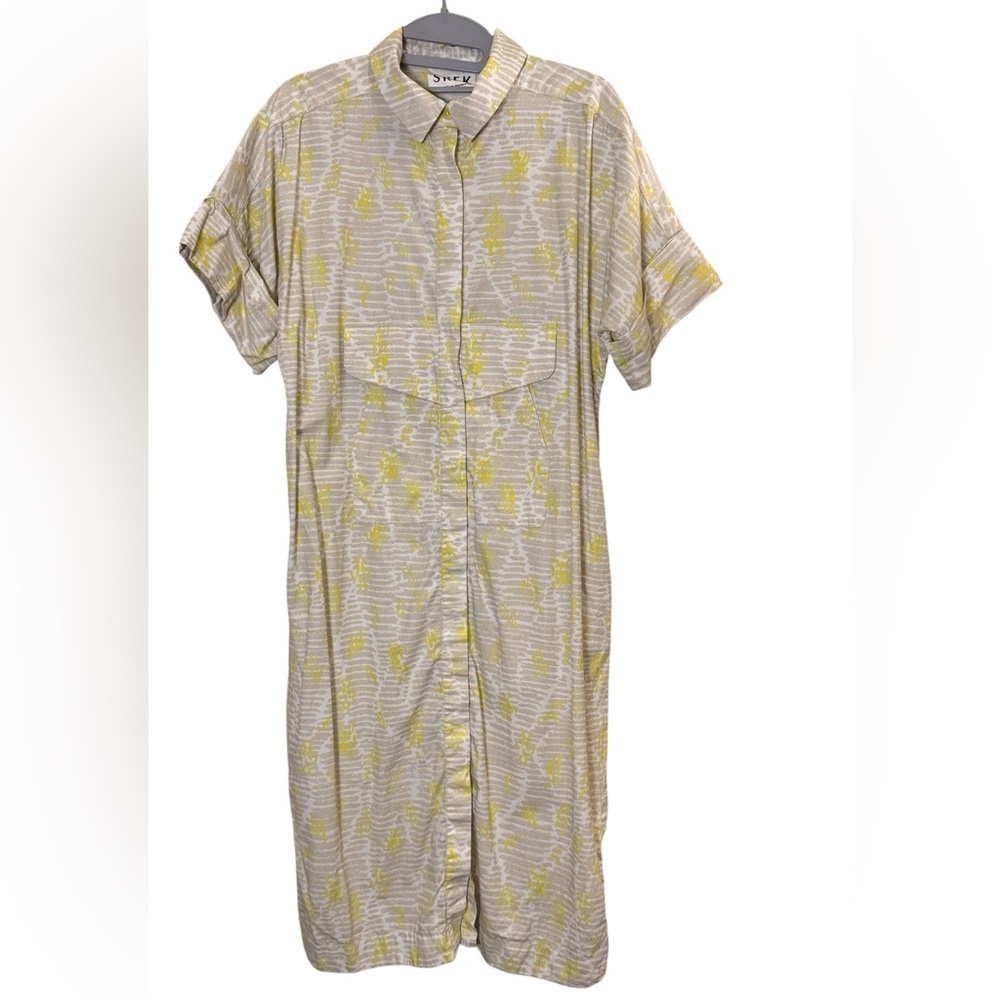 SKFK Women’s Lagenlook Cotton Artsy Midi Shirt Dress sz L